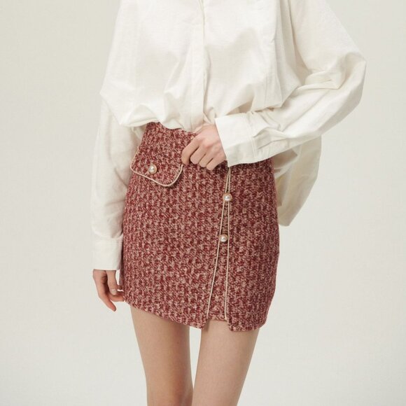 Storets Emeralda Gold Button Tweed Skort S/M - Picture 5 of 15